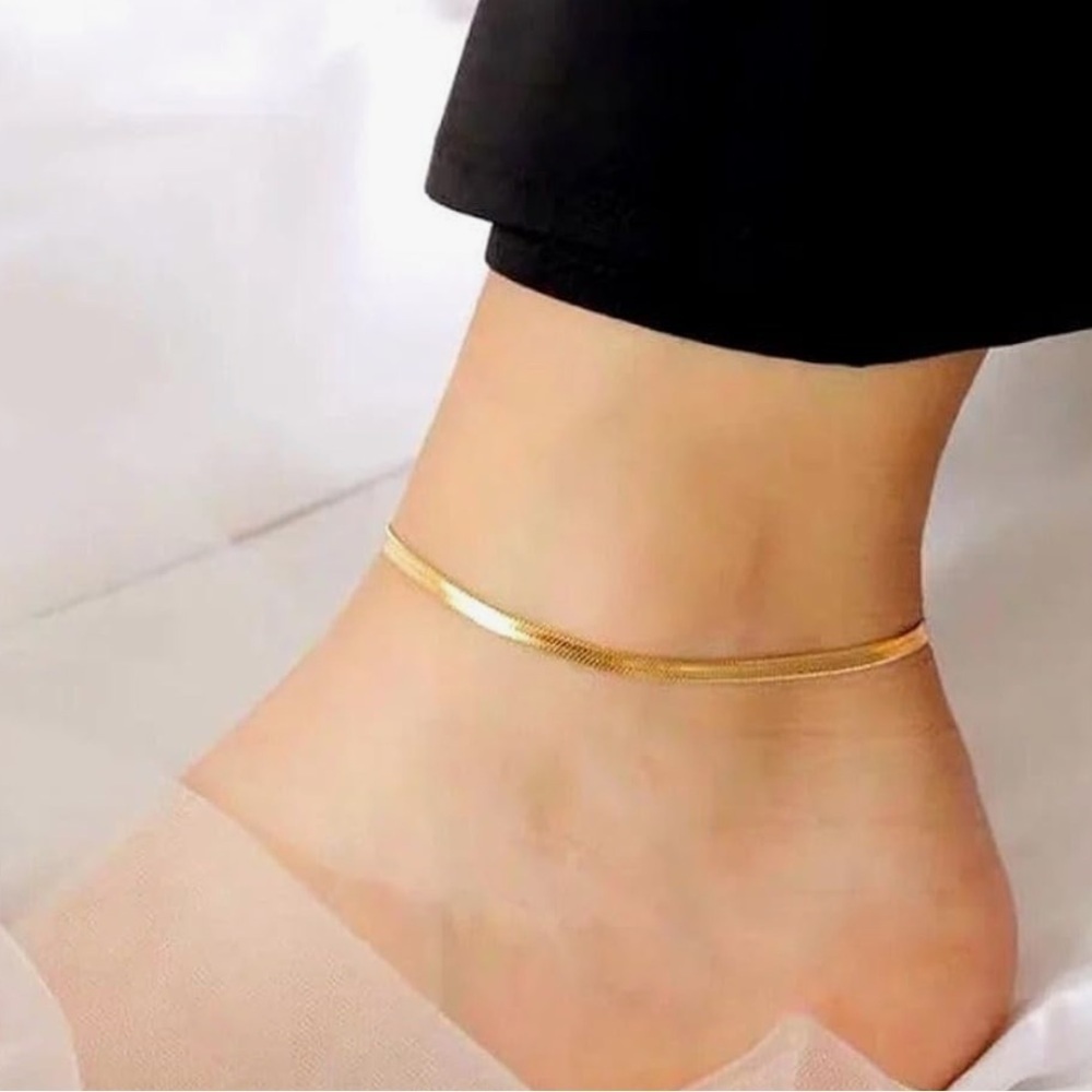 Trendy Gold Stainless Steel Snake Chain Anklet Bracelet – Minimalist Chic
